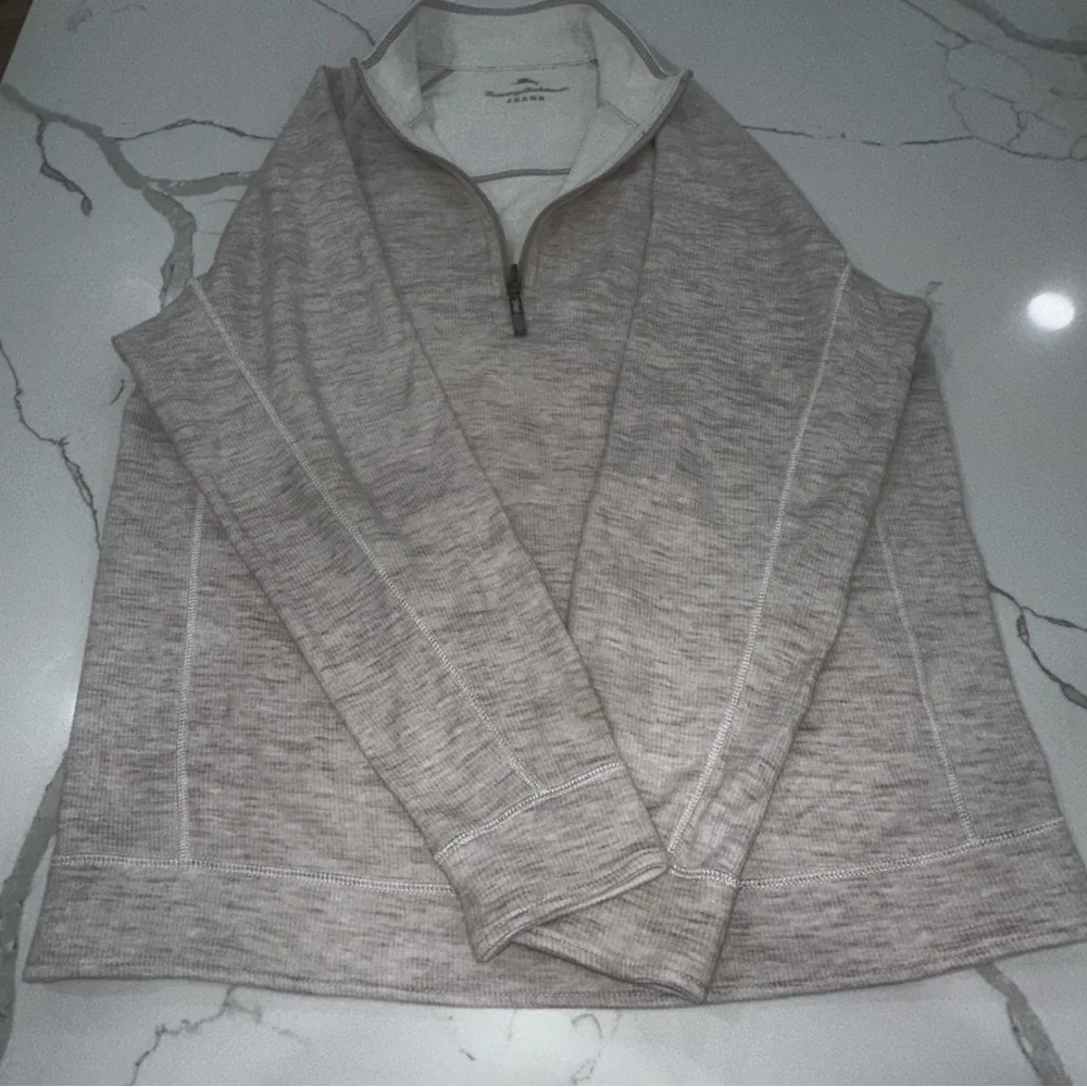Tommy Bahama Flipshore Reversible 1/4 Zip Pullover Sweatshirt Oatmeal L